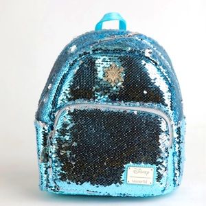 NWT Disney Loungefly Blue Frozen Elsa‎ Mini Backpack with matching Wallet